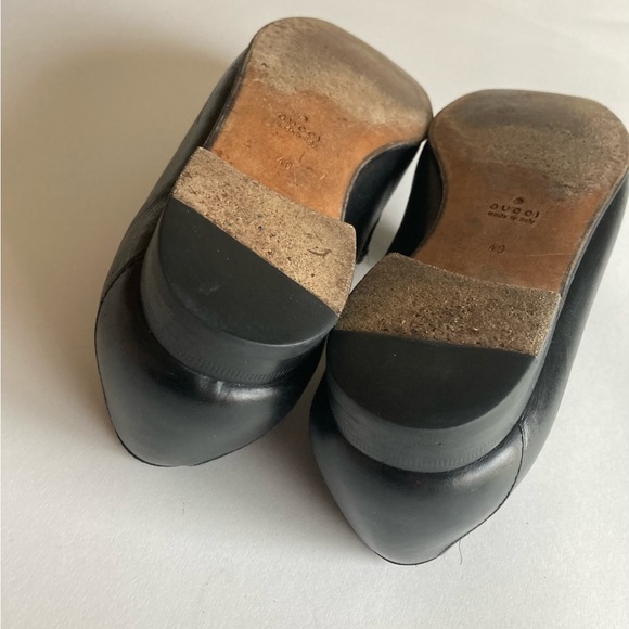Gucci Black Genuine Leather Shearling Lining Loafers size EUR 40, US 9.5 - Picture 12 of 16